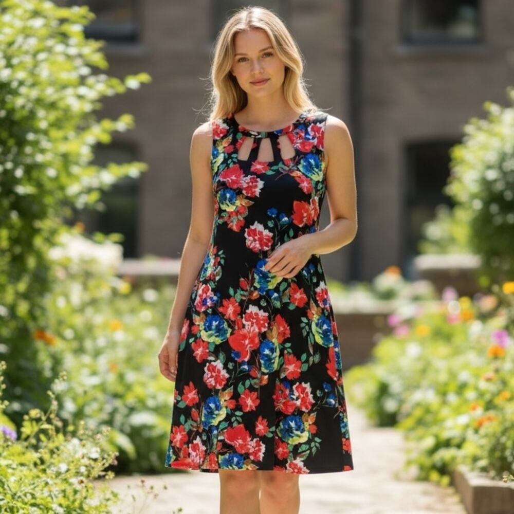 APT. 9 Women’s Large Black Floral TEACHER’S Dress